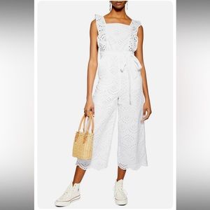 Topshop White Eyelet Jumpsuit